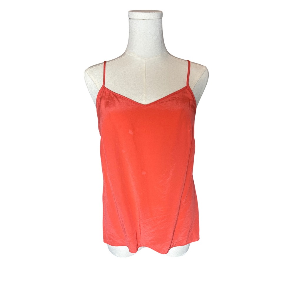 Lilly Pulitzer Coral Pink 100% Silk Cami V-Neck Adjustable Racerback Top XS FLAW